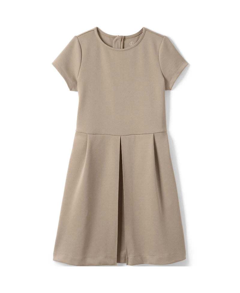 Lands' End Big Girls School Uniform Short Sleeve Ponte Dress Top of Knee