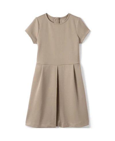 Lands' End Big Girls School Uniform Short Sleeve Ponte Dress Top of Knee