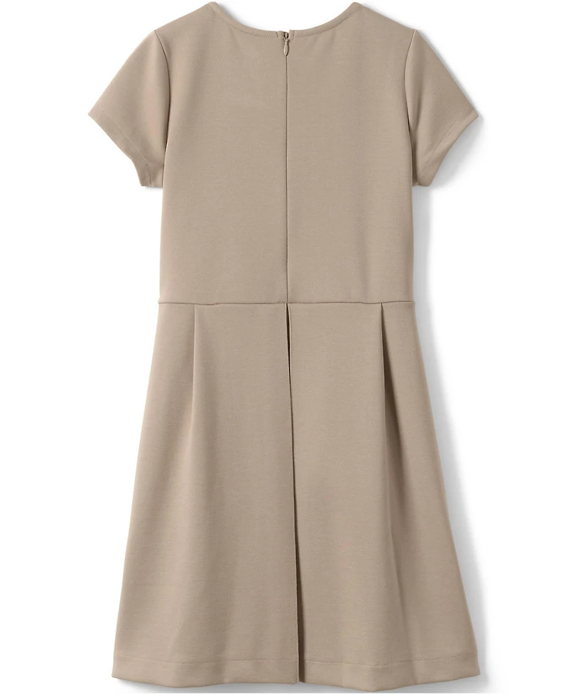 Lands' End Big Girls School Uniform Short Sleeve Ponte Dress Top of Knee