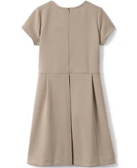 Lands' End Big Girls School Uniform Short Sleeve Ponte Dress Top of Knee
