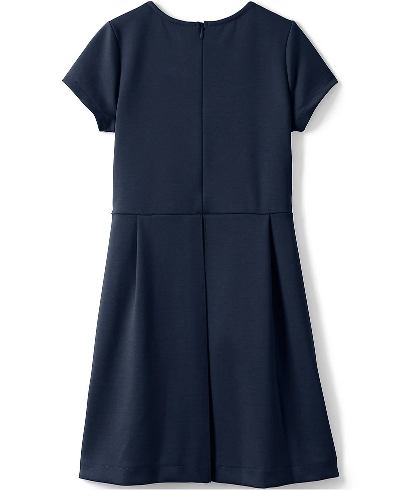 Lands' End School Uniform Girls Short Sleeve Ponte Dress Top of Knee