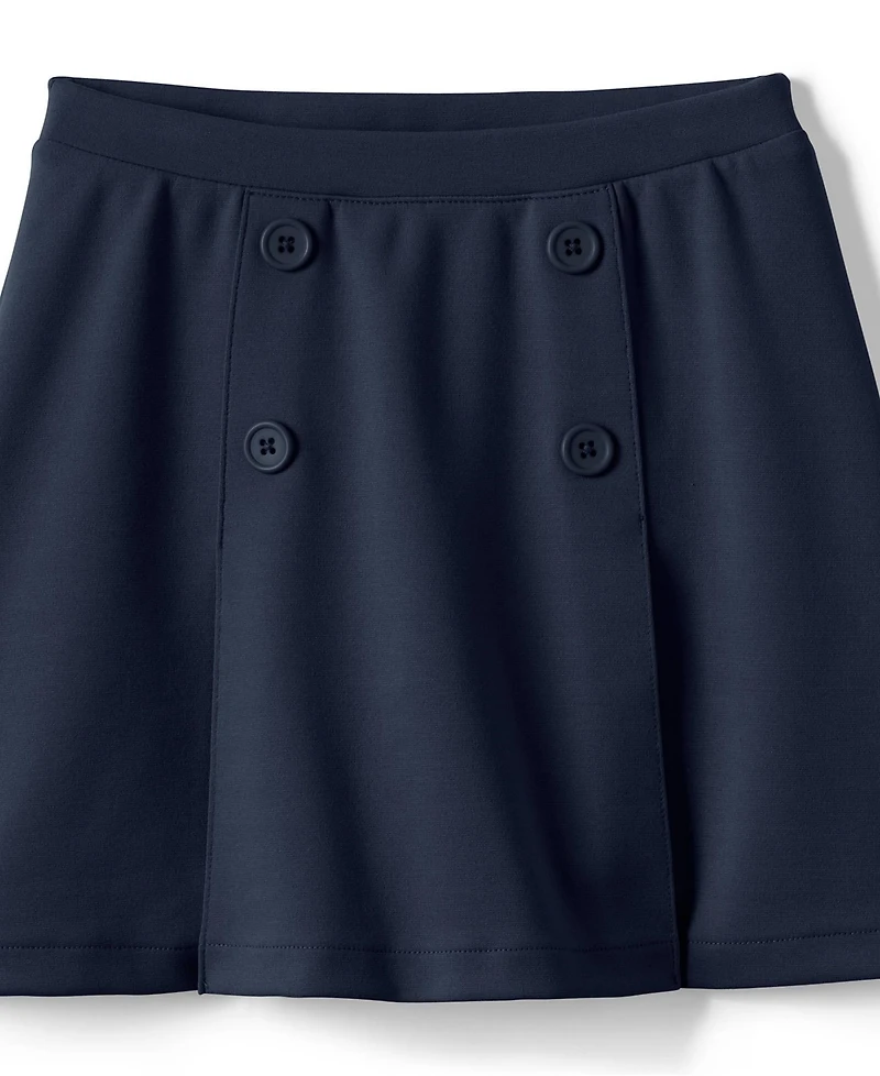 Lands' End Little Girls School Uniform Ponte Button Front Skort Above the Knee