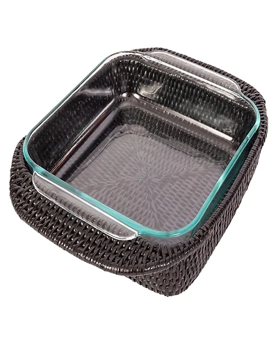 Artifacts Trading Company Rattan Square Baker Basket with Pyrex