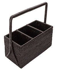 Artifacts Trading Company Artifacts Rattan 3 Section Caddy/Cutlery Holder with Handle
