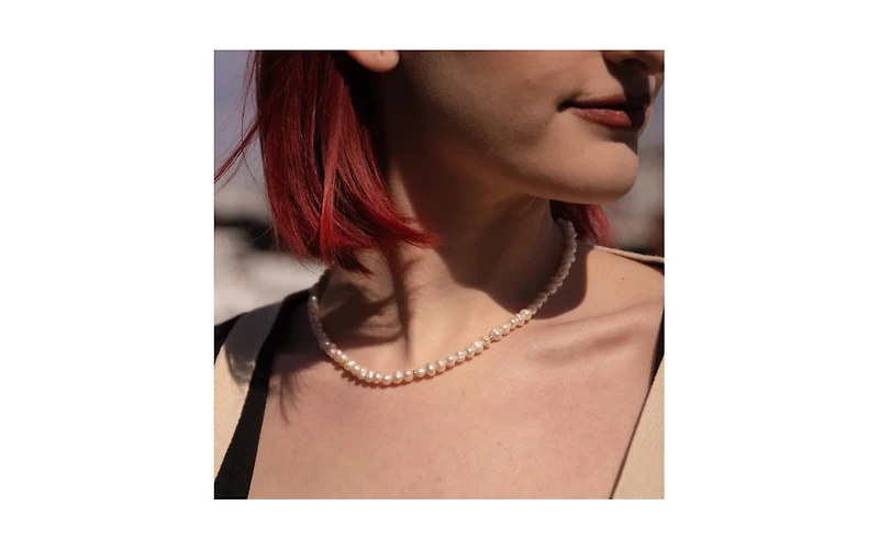 Joey Baby 18K Gold Plated Freshwater Pearls with Rose Gold Beads- Mathilde Necklace 17" For Women