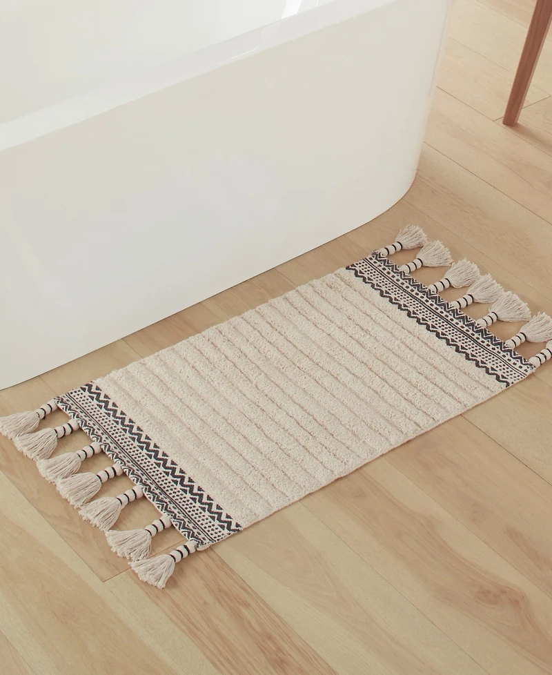 Lucky Brand Overtufted Cotton Fringe Bath Rug