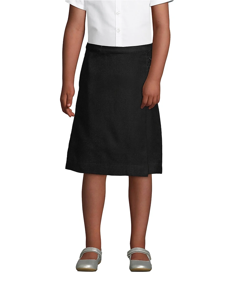 Lands' End Big Girls School Uniform Solid A-line Skirt Below the Knee