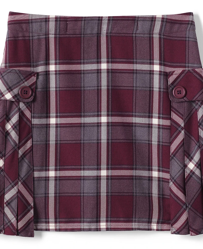 Lands' End Big Girls School Uniform Slim Side Pleat Plaid Skort Above the Knee