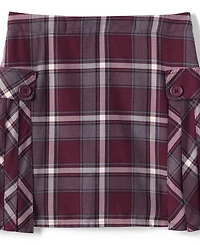 Lands' End Big Girls School Uniform Slim Side Pleat Plaid Skort Above the Knee