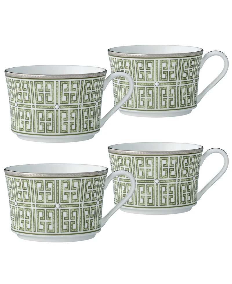 Noritake Infinity Green Platinum 4 Piece Cup Set, Service for 4