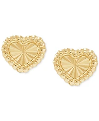 Children's Beaded Heart Stud Earrings in 14k Gold