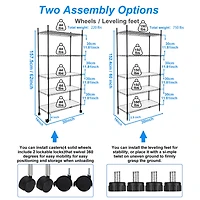 5 Tier Shelf Wire Shelving Unit, Nsf Heavy Duty Wire Shelf Metal Large Storage Shelves Height Adjustable Utility for Garage Kitchen Office Commercial