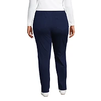 Lands' End Women's Plus Starfish Mid Rise Knit Denim Straight Jeans