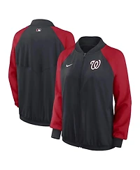 Women's Nike Navy Washington Nationals Authentic Collection Team Raglan Performance Full-Zip Jacket