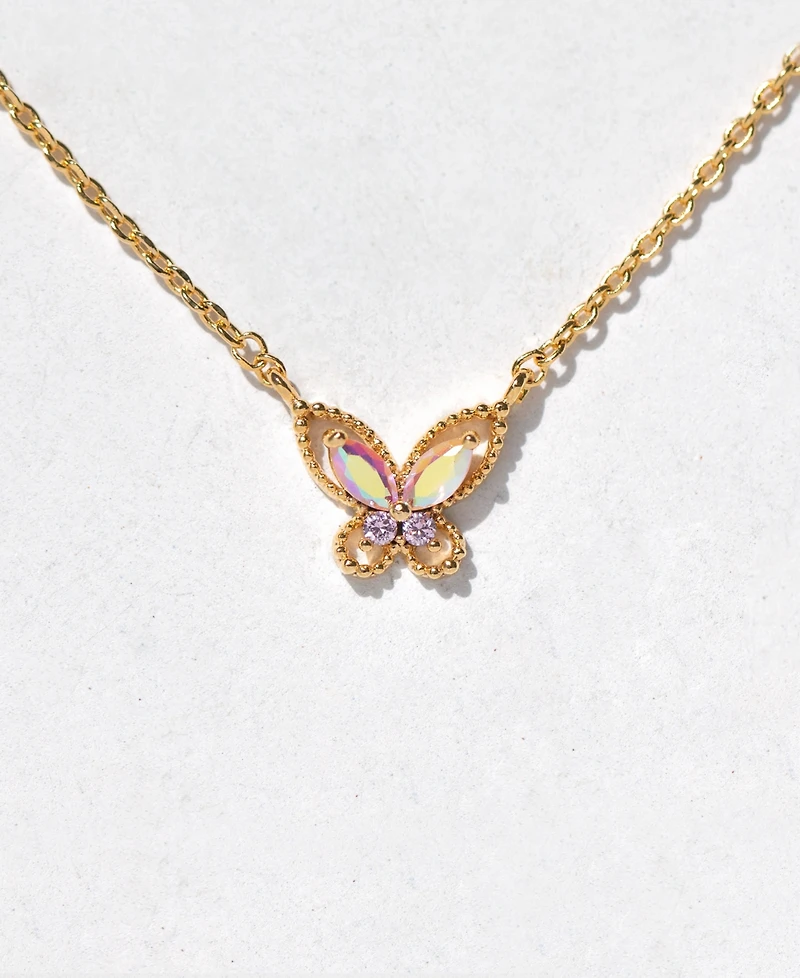 Girls Crew Faux Cubic Zirconia Float Like A Butterfly Necklace