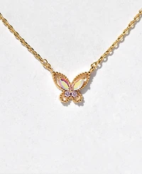 Girls Crew Faux Cubic Zirconia Float Like A Butterfly Necklace