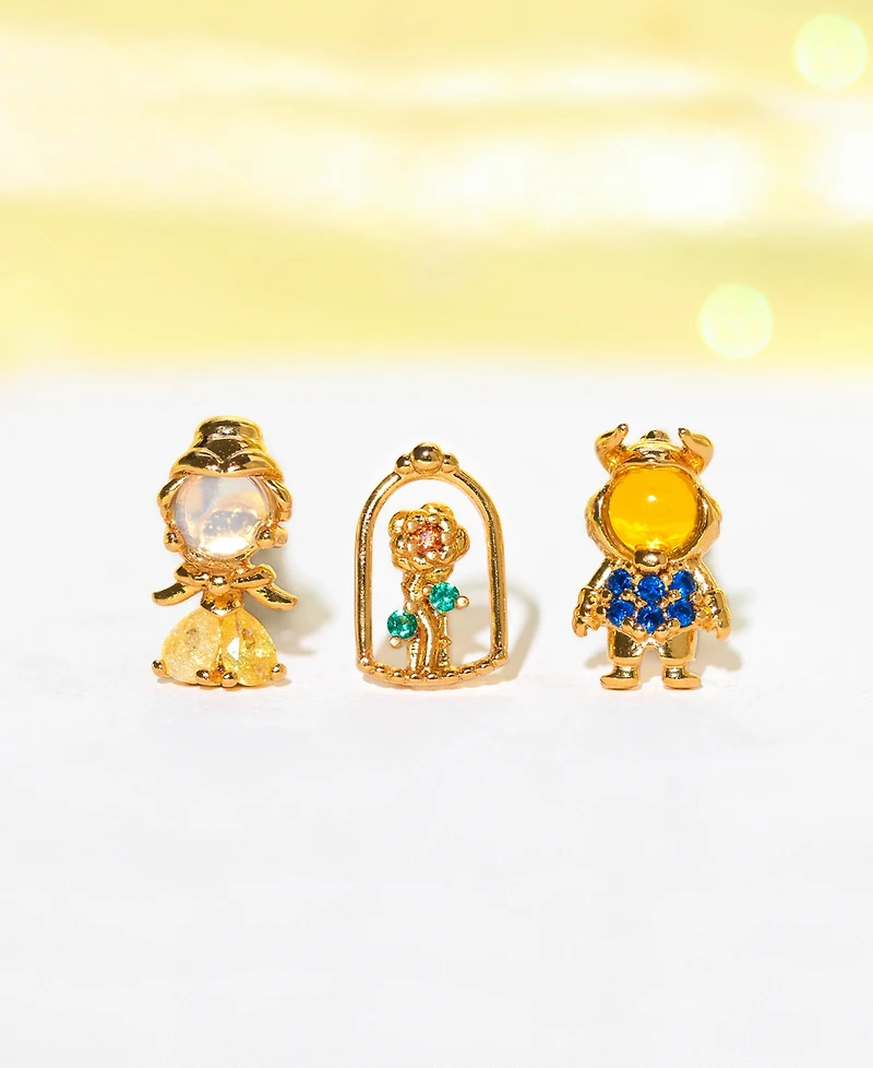 Girls Crew Crystal Multi-Color Disney Princess Beauty and the Beast Stud Earring Set