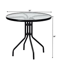 Costway 32''Outdoor Patio Round Table Tempered Glass Top