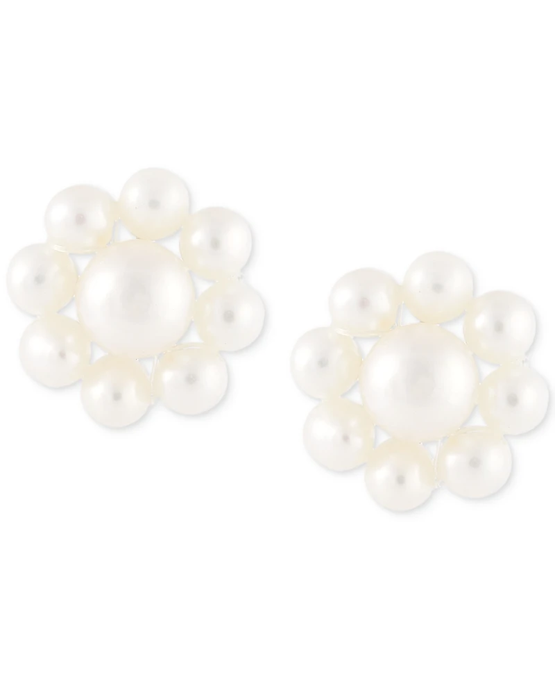 Cultured Freshwater Pearl (2-3/4 - 4-1/2mm) Flower Stud Earrings in 14K Gold