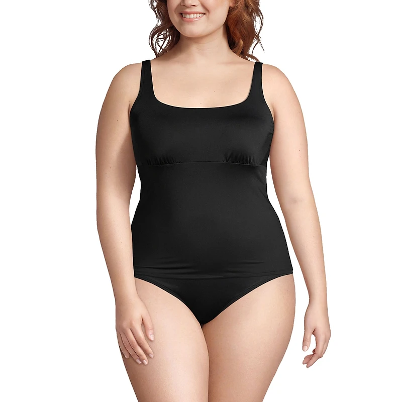 Lands' End Plus Square Neck Underwire Tankini Swimsuit Top Adjustable Straps