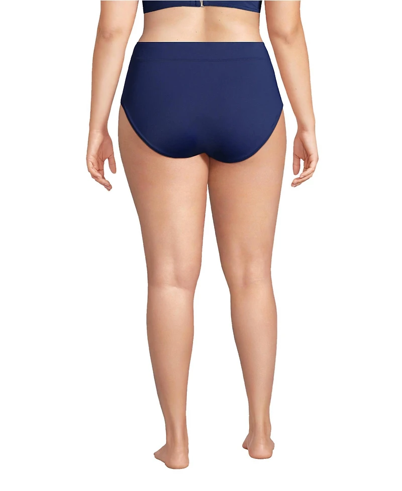 Lands' End Plus Tummy Control High Waisted Bikini Swim Bottoms
