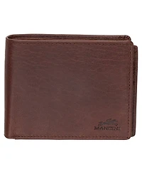Mancini Men's Buffalo Rfid Secure Center Wing Wallet with Coin Pocket