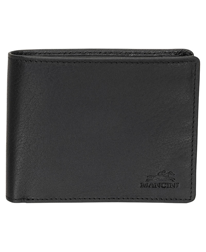 Mancini Men's Buffalo Rfid Secure Left Wing Billfold Wallet