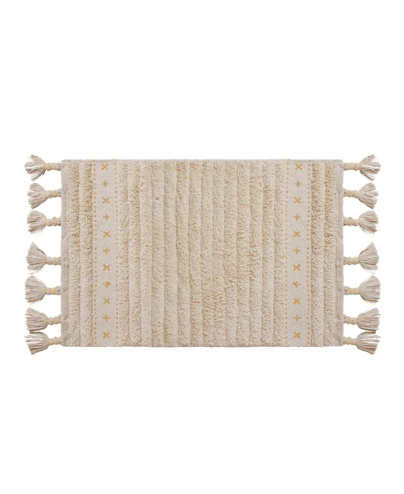 Lucky Brand Overtufted Cotton Fringe Bath Rug, 17" x 32"