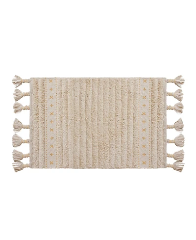 Lucky Brand Overtufted Cotton Fringe Bath Rug, 17" x 32"