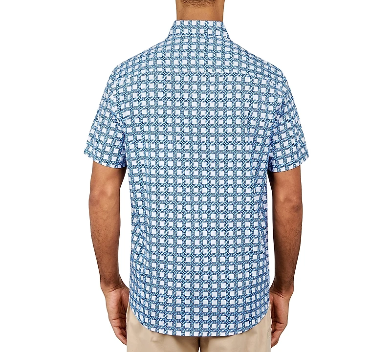 Society of Threads Men's Regular Fit Non-Iron Allover Circle Performance Stretch Button-Down Shirt