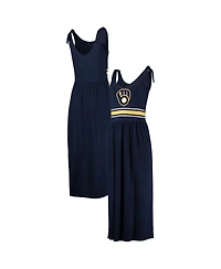 Women's G-iii 4Her by Carl Banks Navy Milwaukee Brewers Game Over Maxi Dress