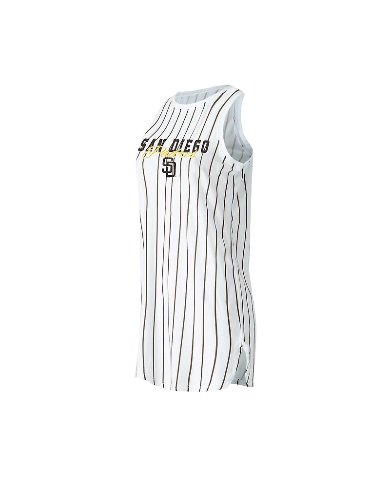 Women's Concepts Sport White San Diego Padres Reel Pinstripe Knit Sleeveless Nightshirt