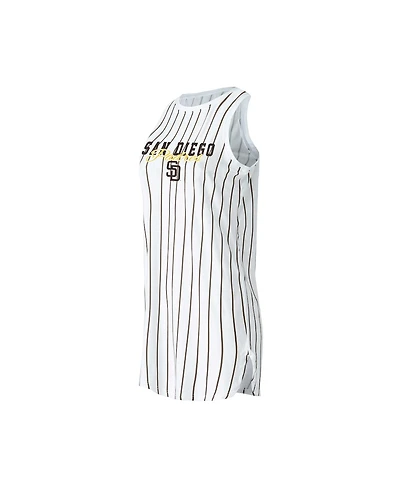 Women's Concepts Sport White San Diego Padres Reel Pinstripe Knit Sleeveless Nightshirt