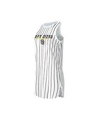 Women's Concepts Sport White San Diego Padres Reel Pinstripe Knit Sleeveless Nightshirt
