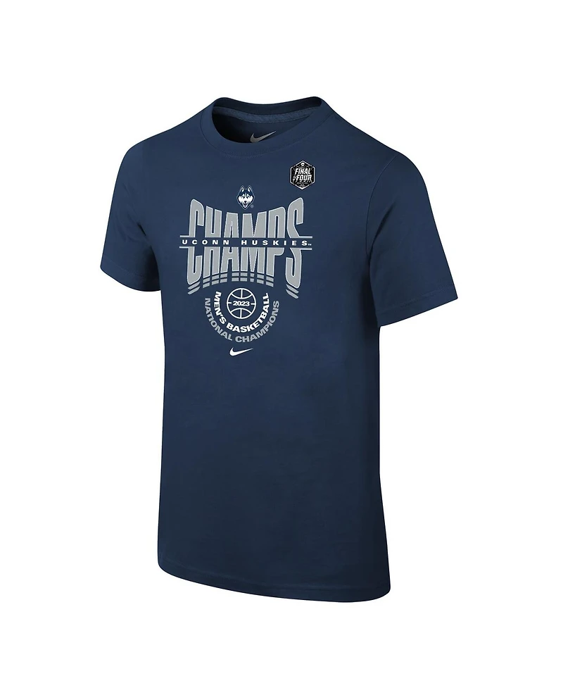 Big Boys and Girls Nike Navy UConn Huskies 2023 Ncaa Men's Basketball National Champions Locker Room T-shirt