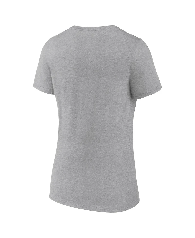 Women's Fanatics Gray UConn Huskies 2023 Ncaa Men's Basketball National Champions Logo V-Neck T-shirt