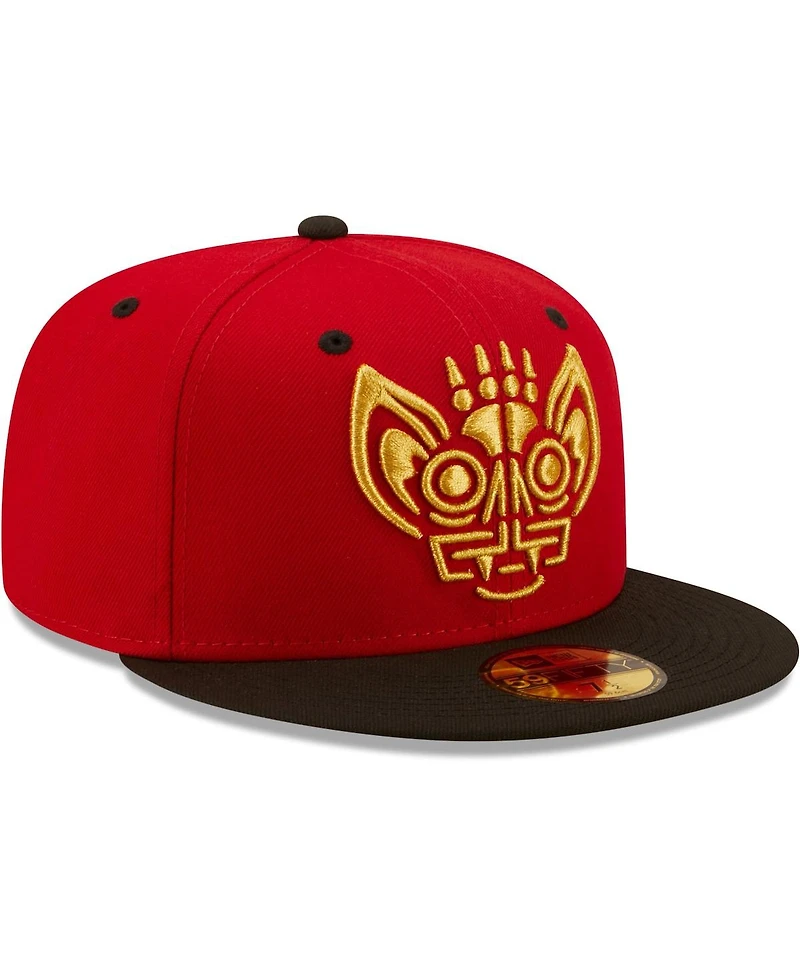 Men's New Era Red, Black Murcielagos De Louisville Copa La Diversion 59FIFTY Fitted Hat