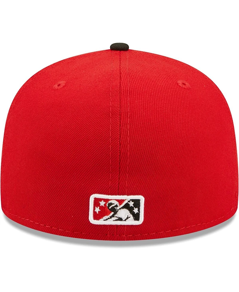 Men's New Era Red Hickory Crawdads Authentic Collection Team Home 59FIFTY Fitted Hat