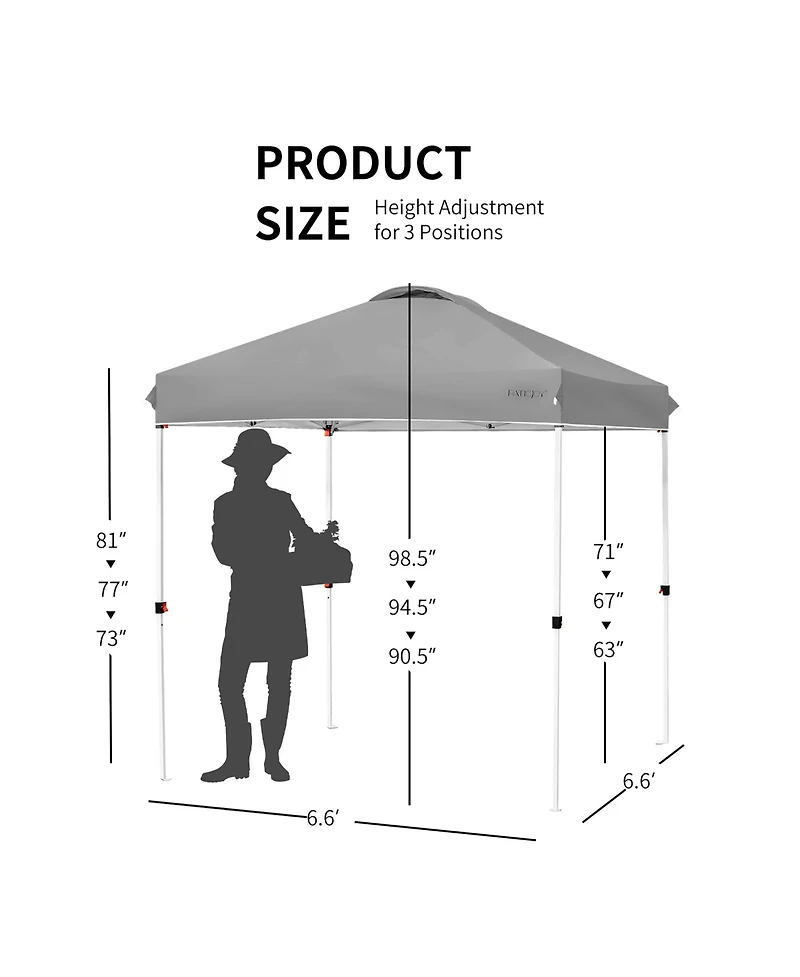 6x6 Ft Pop Up Canopy Tent Camping Sun Shelter W/ Roller Bag
