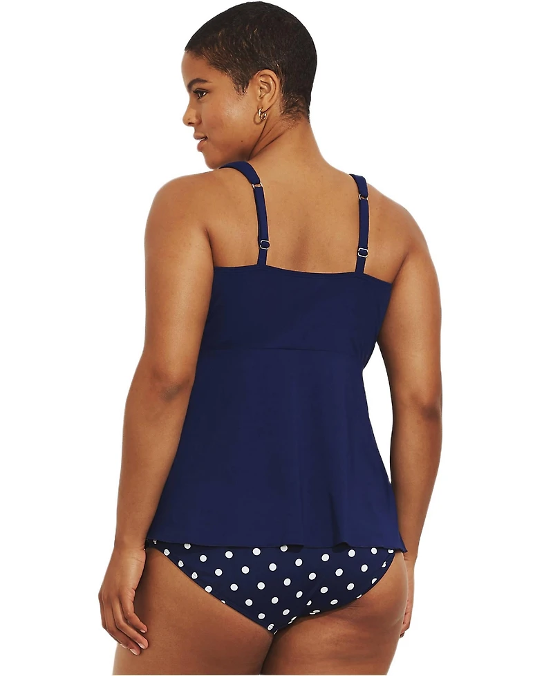 Lands' End Women's Plus Adjustable Scoop Neck Flutter Tankini Top