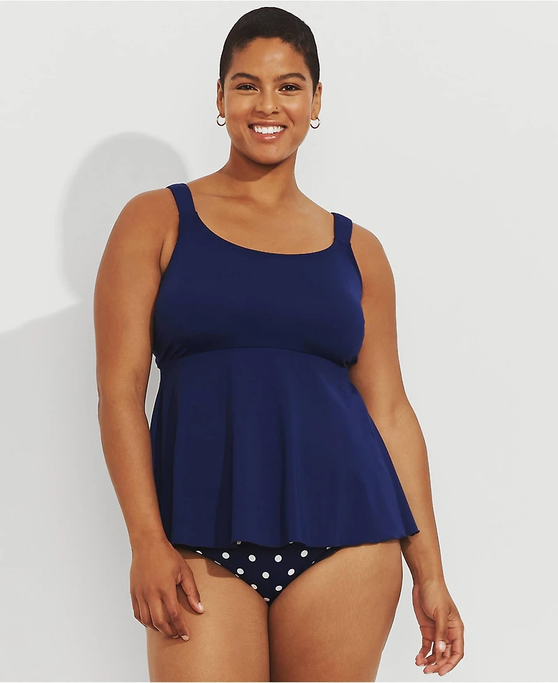 Lands' End Women's Plus Adjustable Scoop Neck Flutter Tankini Top
