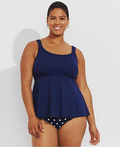Lands' End Women's Plus Adjustable Scoop Neck Flutter Tankini Top