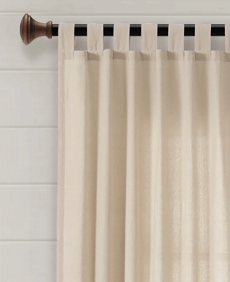 Lush Decor Farmhouse Faux Linen Tab Top Window Curtain Panel Single 40"W x 84"L Off - Curtains For Bedroom - Living Room Curtains