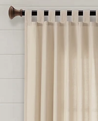 Lush Decor Farmhouse Faux Linen Tab Top Window Curtain Panel Single 40"W x 84"L Off - Curtains For Bedroom - Living Room Curtains