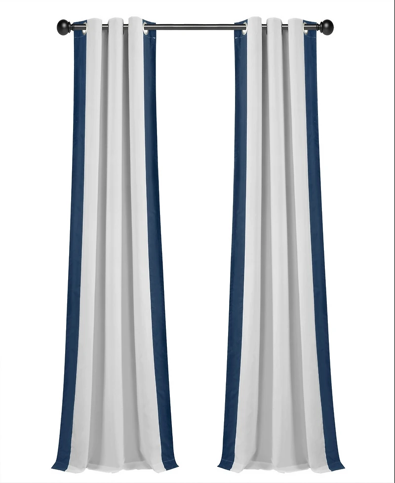 Lush Decor Block Border Grommet Blackout Window Curtain Panel Single 40"W x 84"L