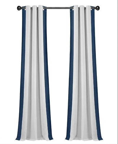 Lush Decor Block Border Grommet Blackout Window Curtain Panel Single 40"W x 84"L