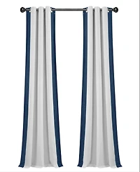 Lush Decor Block Border Grommet Blackout Window Curtain Panel Single 40"W x 84"L