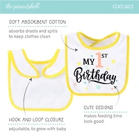 The Peanutshell Baby Girls Terry Bibs, 18 Pack for Feeding, Teething, or Drooling, Neutral Foods/Holiday