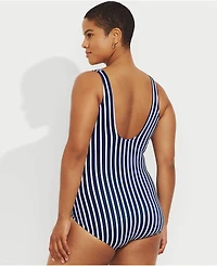 Lands' End Women's Plus Long Chlorine Resistant Soft Cup Tugless Sporty One Piece Swimsuit
