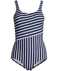 Lands' End Women's Plus Long Chlorine Resistant Soft Cup Tugless Sporty One Piece Swimsuit